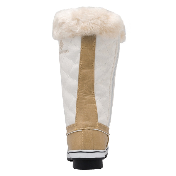 Mid-Calf Fur Snow Boots - BEIGE WHITE - 4